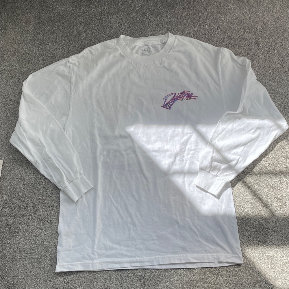 Brandy Melville White Long Sleeve Racing T Shirt